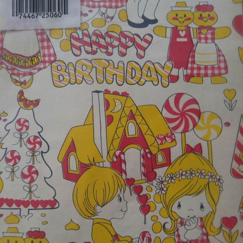 Vintage 1970s Birthday Gift Wrap Hansel and Gretel